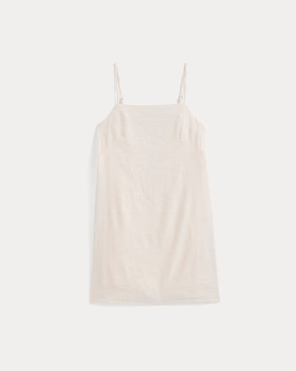 Mini Shift Dress in Stretch Linen | Bone