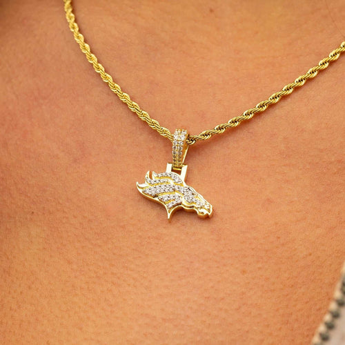 Denver Broncos Official NFL Micro Logo Pendant - Yellow Gold