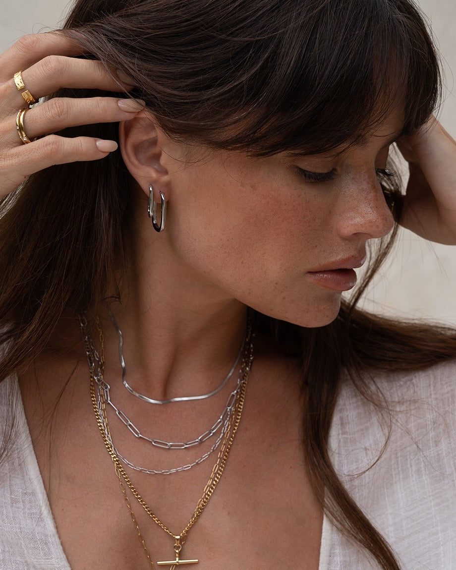 Link-Up Silver Hoop Huggies - Medium