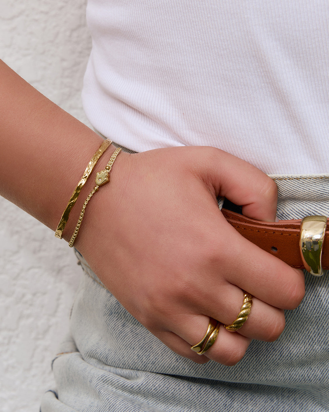 Braided Chamsa Bracelet - Vanilla