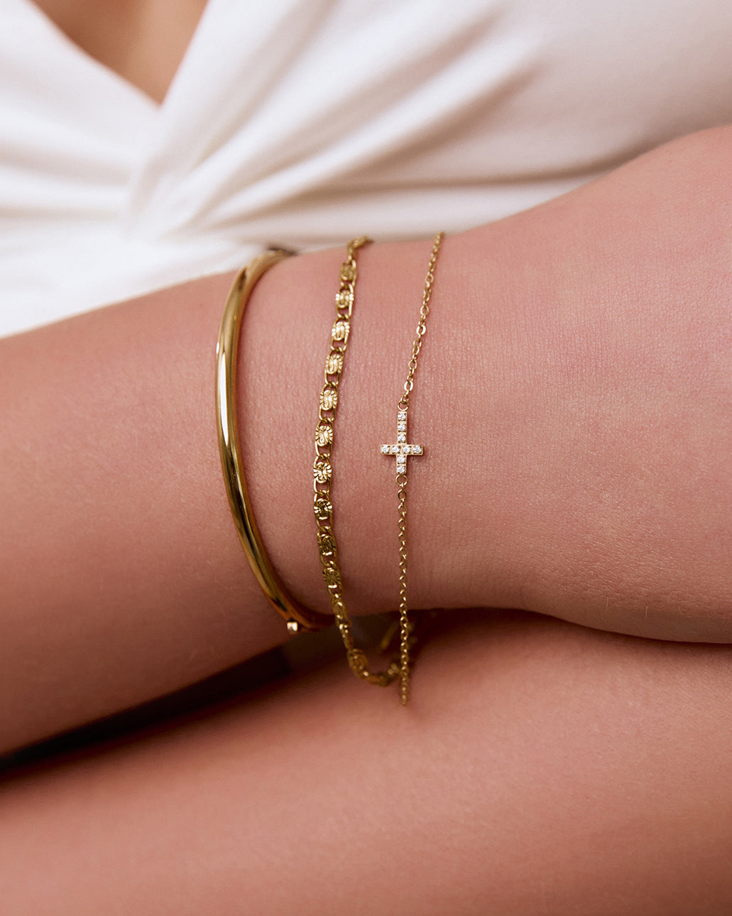 Cross Charm Bracelet - Stone