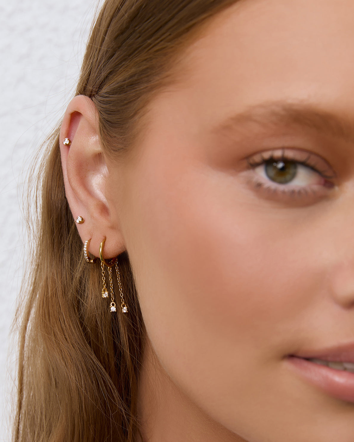 Opal Chain Huggie Earrings