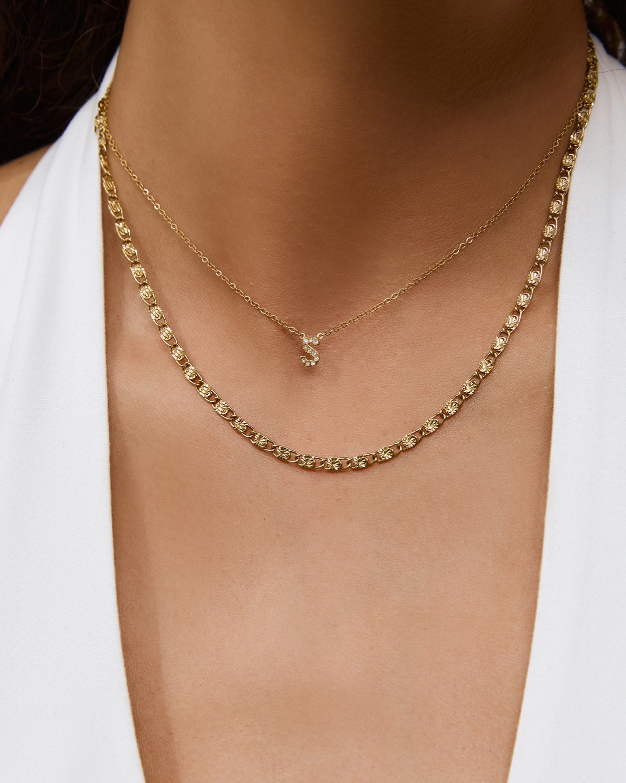 Mini Initial Stone Necklace