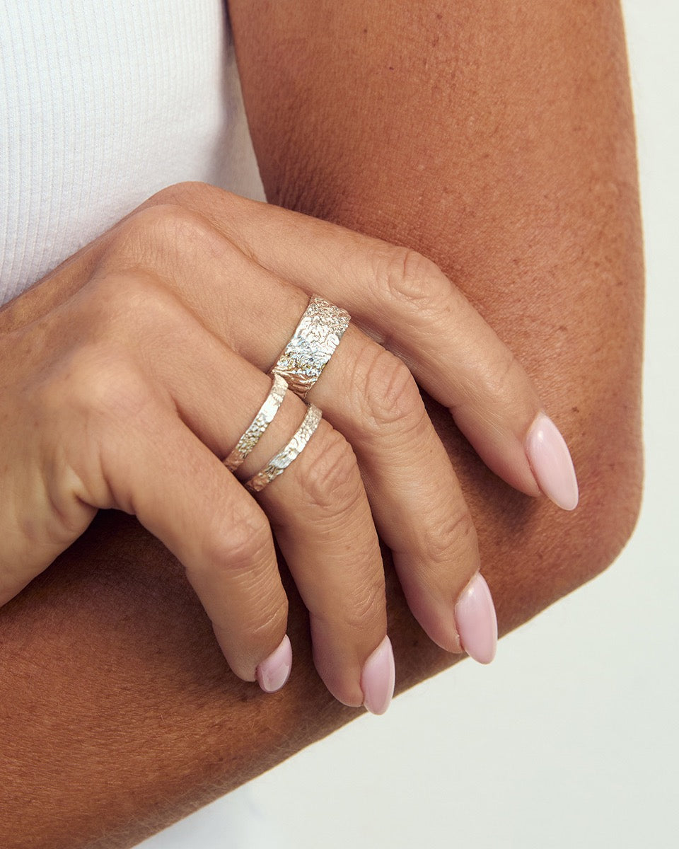 Eros Silver Textured Ring - Large