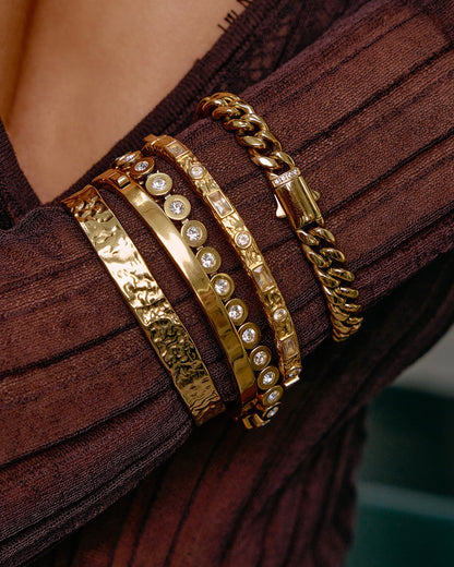 Melrose Gold Cuff Bracelet - Stone