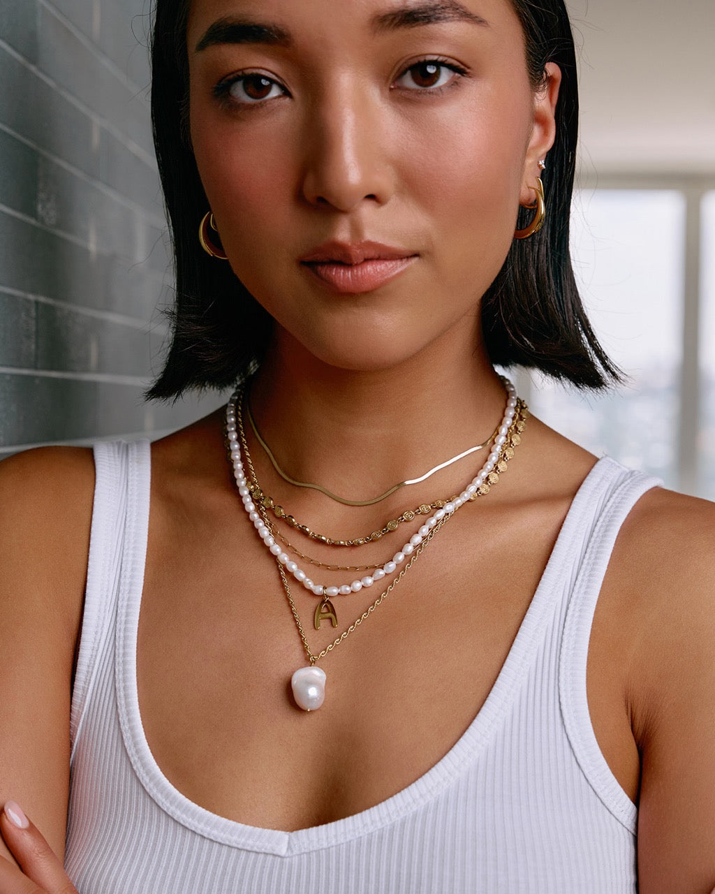 Statement Letter Pearl Necklace