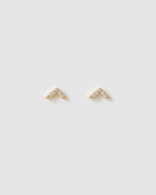 Arrow Gold and Zircon Stud Earrings