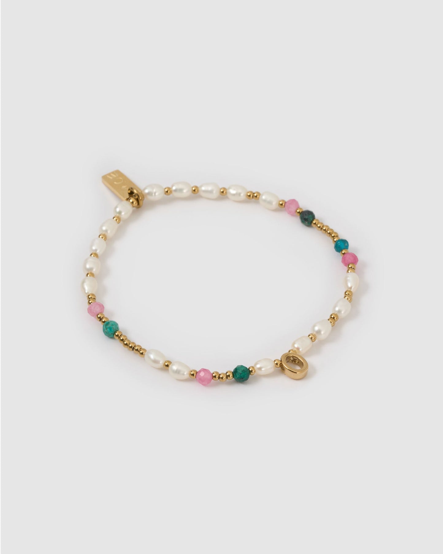 Beaded Gemstone and Pearl Initial Bracelet