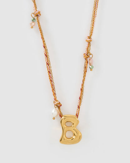 Bubble Letter Necklace - Blush