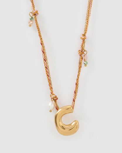 Bubble Letter Necklace - Blush