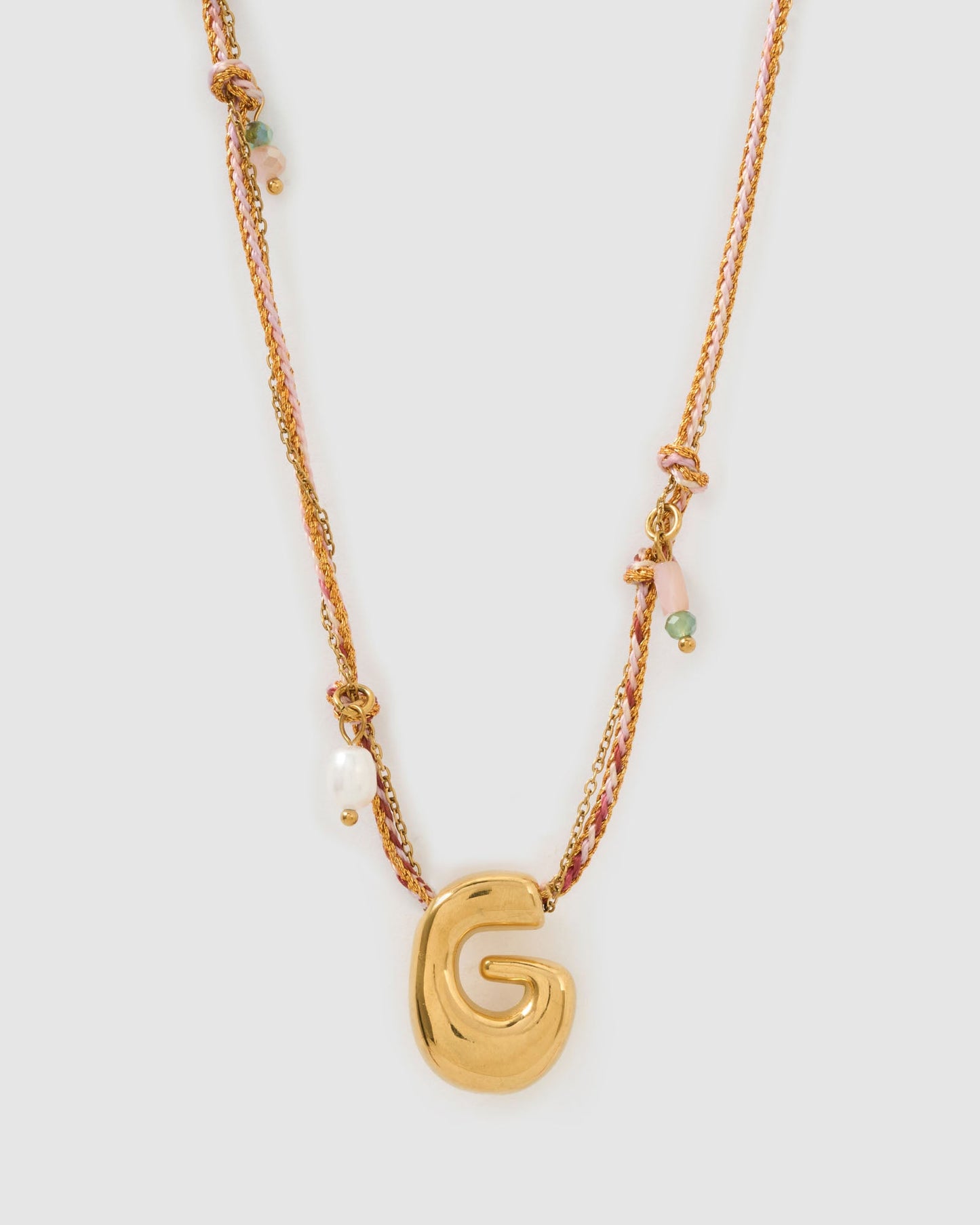 Bubble Letter Necklace - Blush