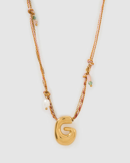 Bubble Letter Necklace - Blush