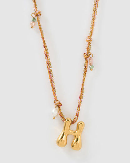 Bubble Letter Necklace - Blush