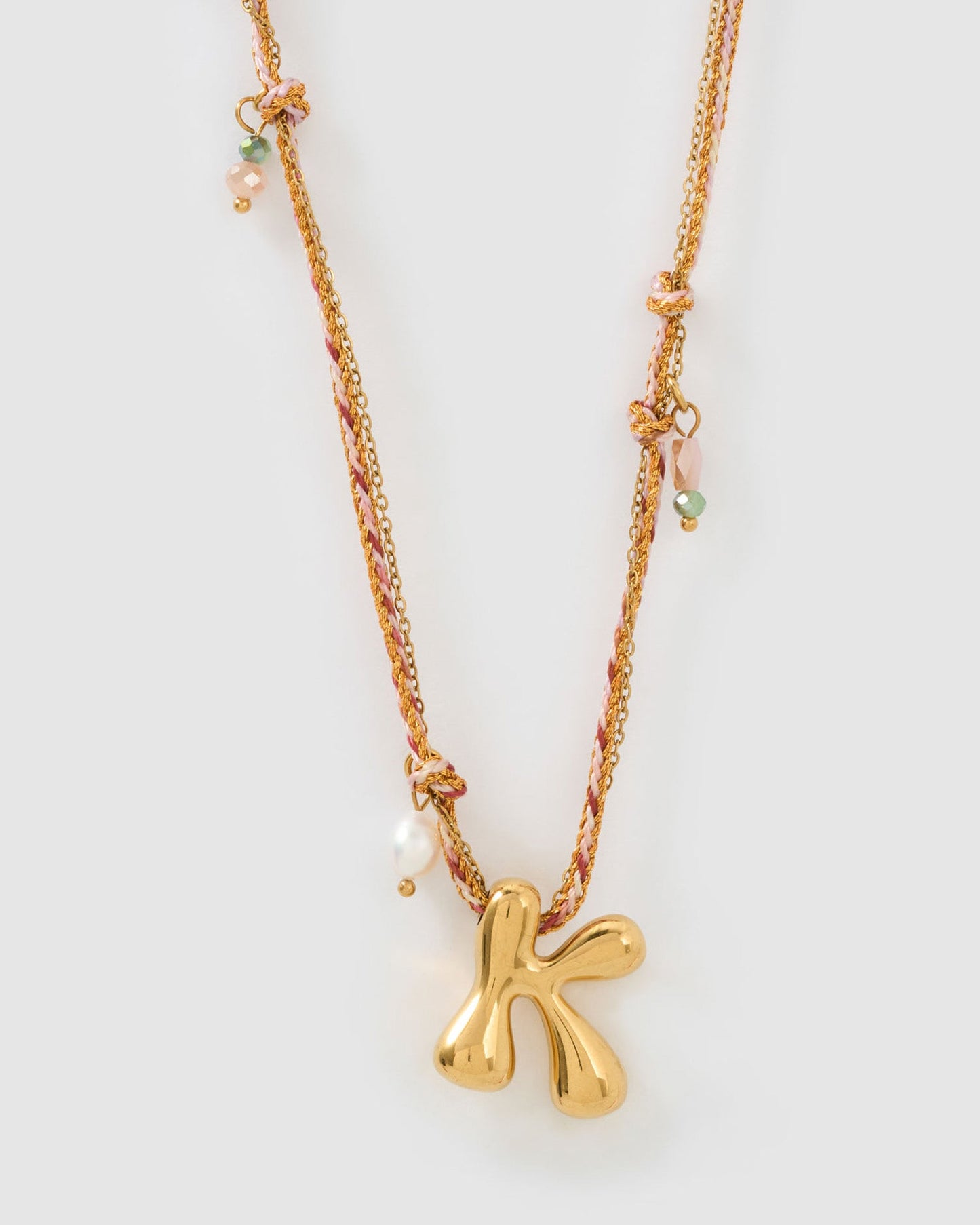Bubble Letter Necklace - Blush