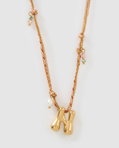 Bubble Letter Necklace - Blush