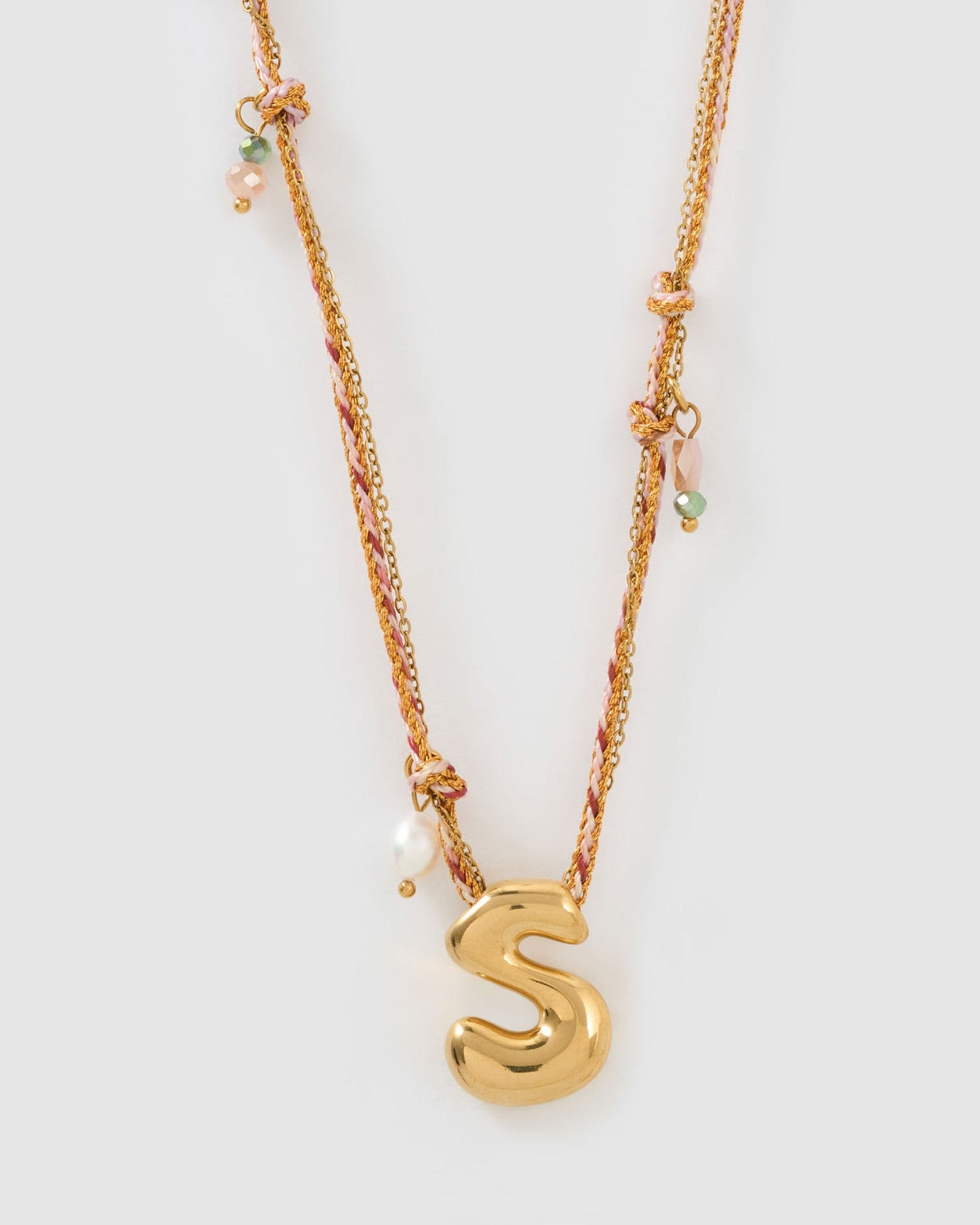 Bubble Letter Necklace - Blush