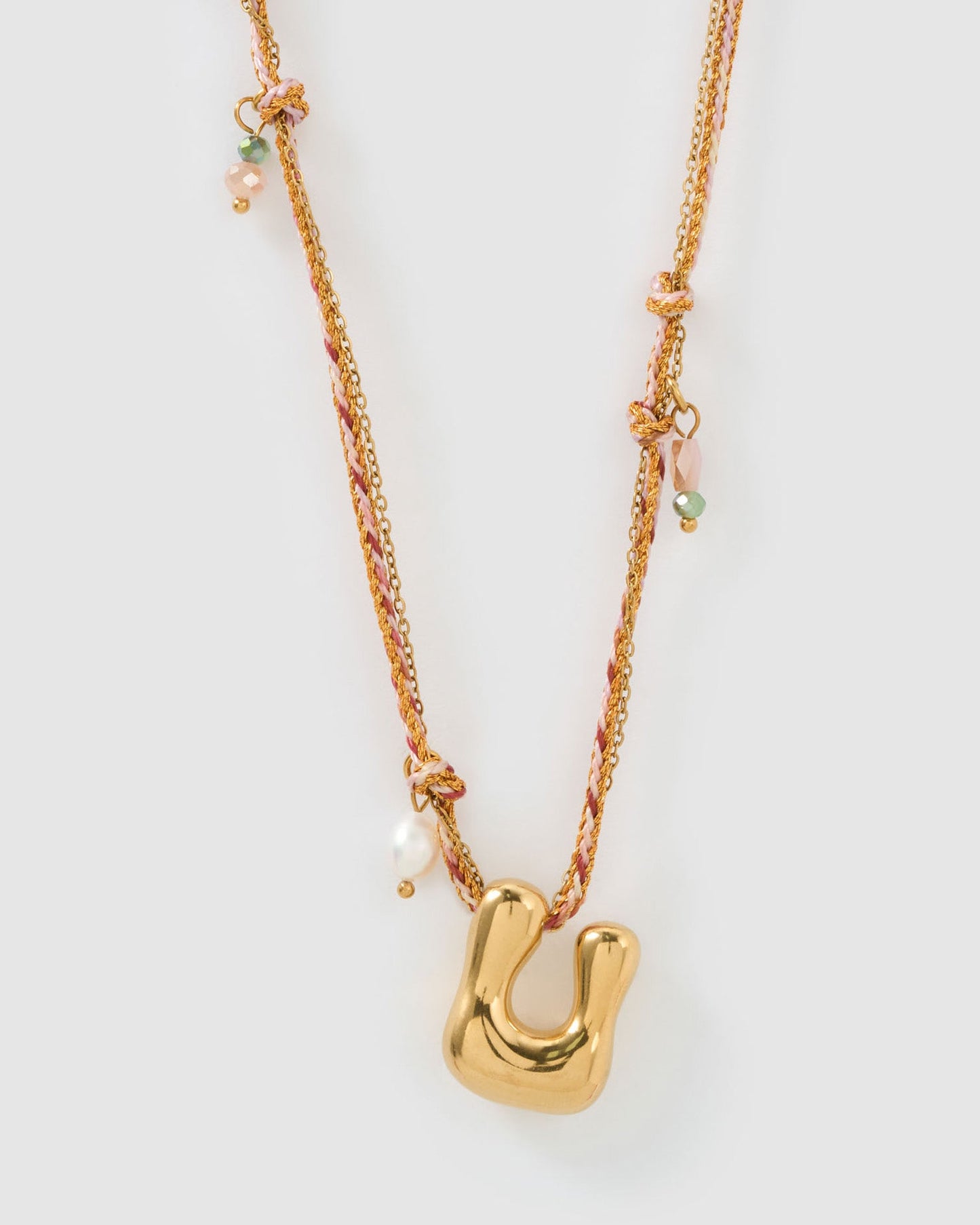 Bubble Letter Necklace - Blush
