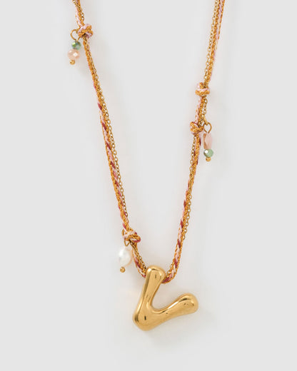 Bubble Letter Necklace - Blush
