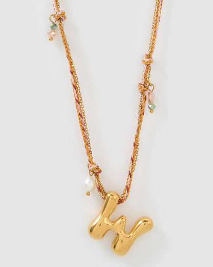 Bubble Letter Necklace - Blush