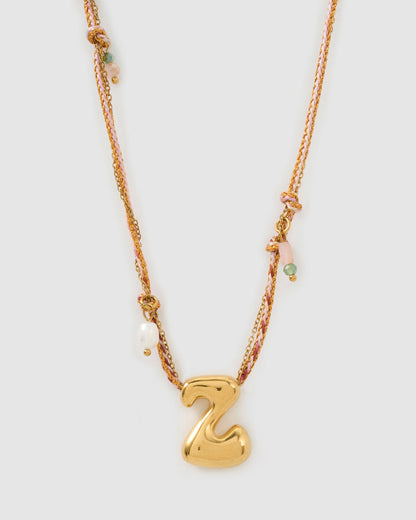 Bubble Letter Necklace - Blush