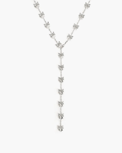 Bow Lariat Long Necklace in Gold