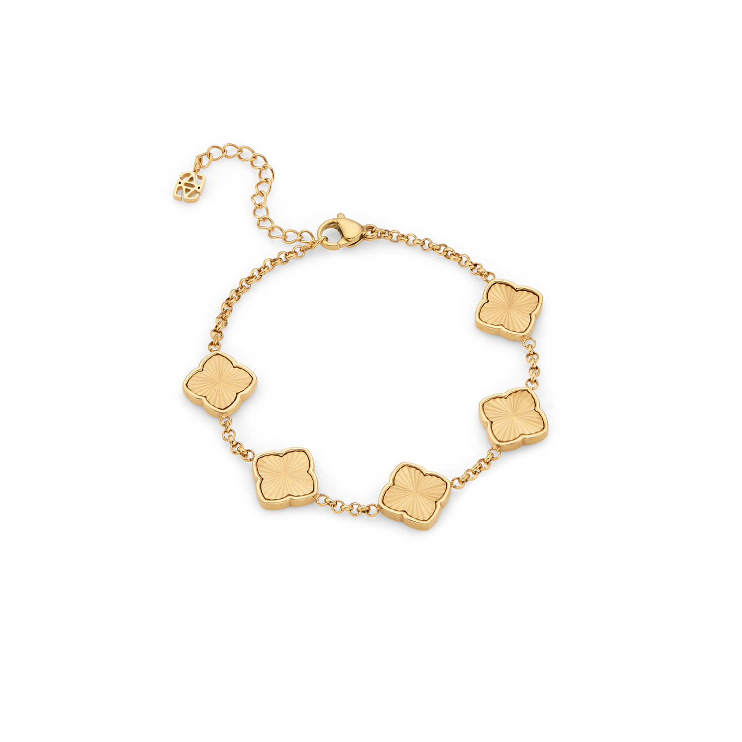 Textured Multi Clover Bracelet - Gold