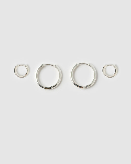 Circle Earring Stack - Silver