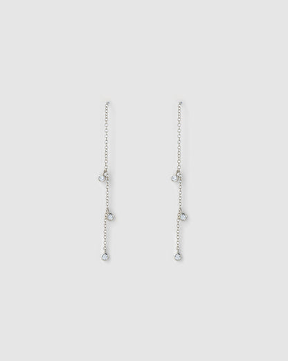 Comet Threader Silver Earrings