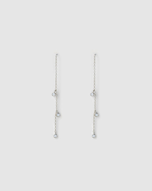 Comet Threader Silver Earrings
