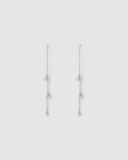 Comet Threader Silver Earrings