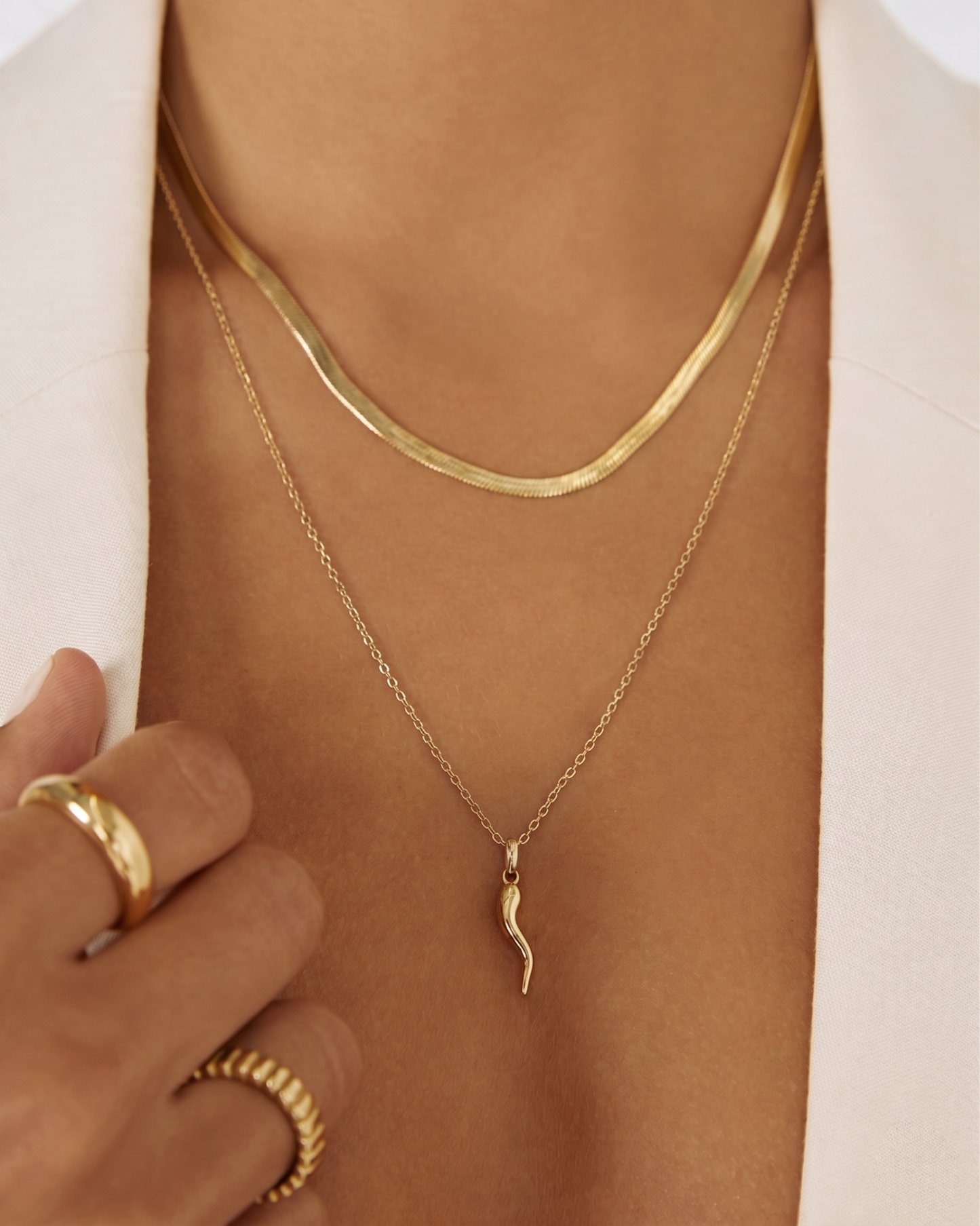 Cornicello Gold Charm Necklace - Large