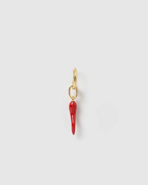 Cornicello Red Single Charm Earring