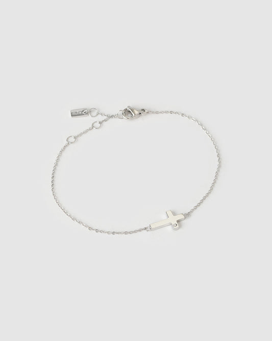 Cross Charm Silver Bracelet