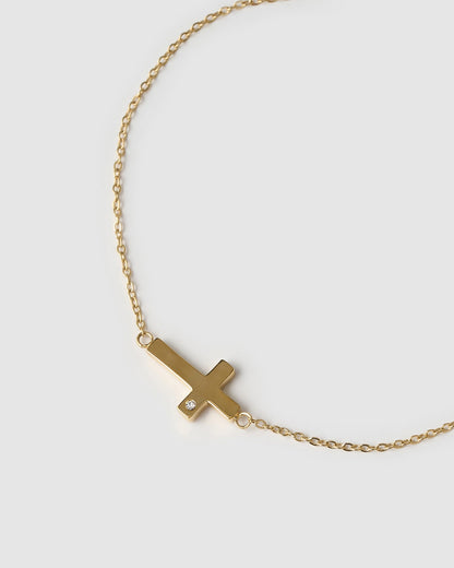 Cross Charm Gold Bracelet