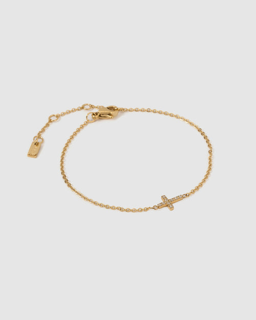 Cross Charm Bracelet - Stone
