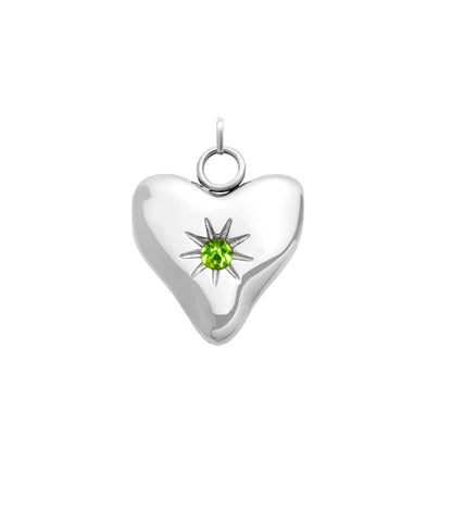Written In The Sand Mini Heart Birthstone Charm (Silver)