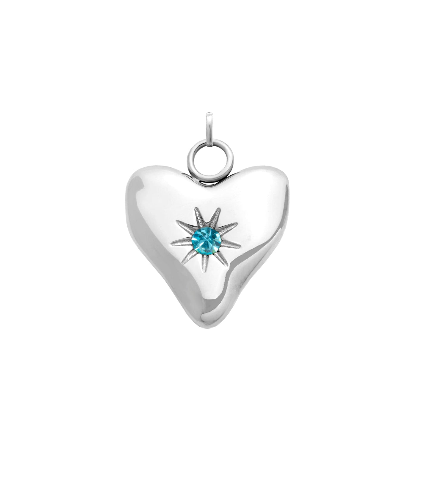 Written In The Sand Mini Heart Birthstone Charm (Silver)