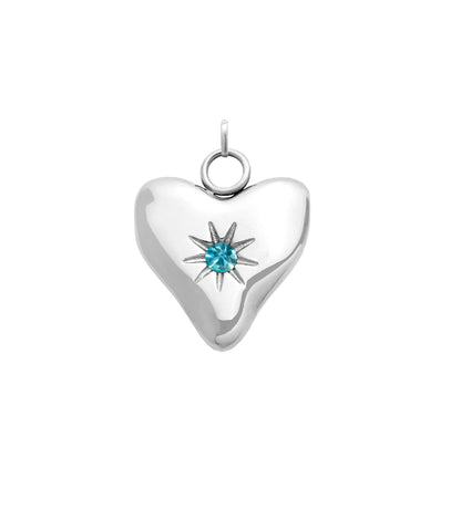 Written In The Sand Mini Heart Birthstone Charm (Silver)
