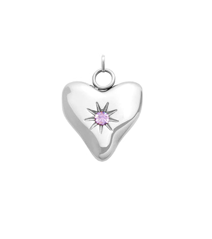 Written In The Sand Mini Heart Birthstone Charm (Silver)