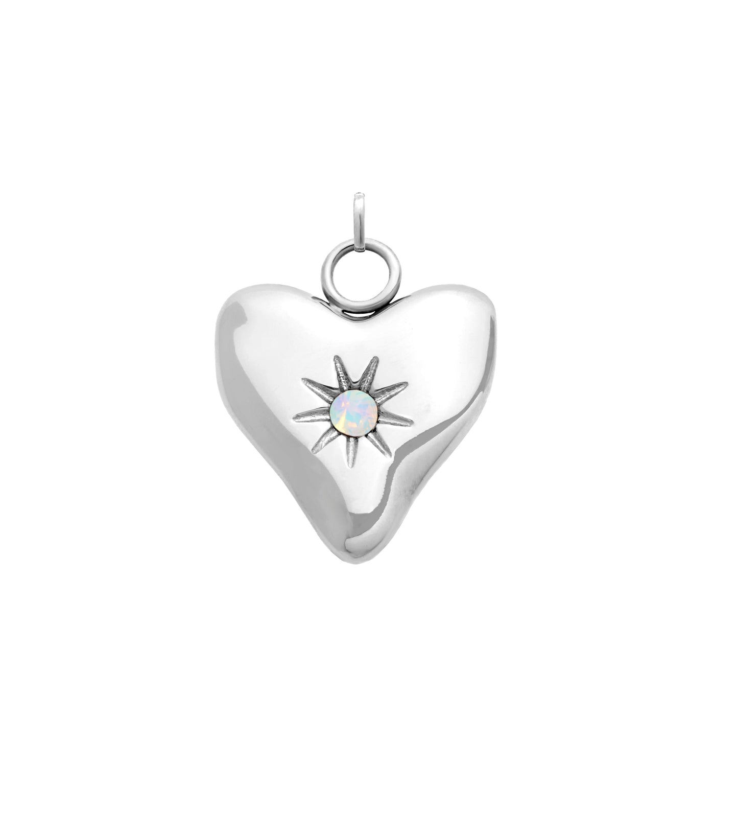 Written In The Sand Mini Heart Birthstone Charm (Silver)