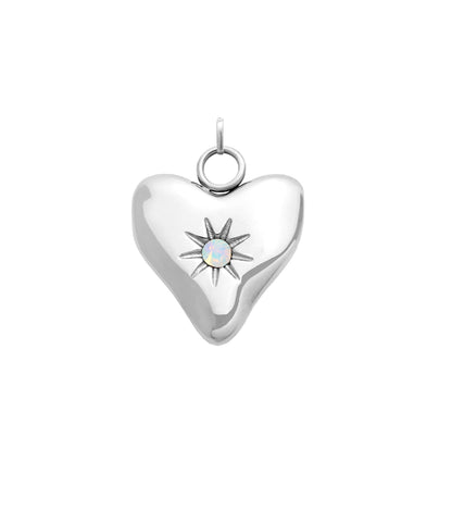 Written In The Sand Mini Heart Birthstone Charm (Silver)
