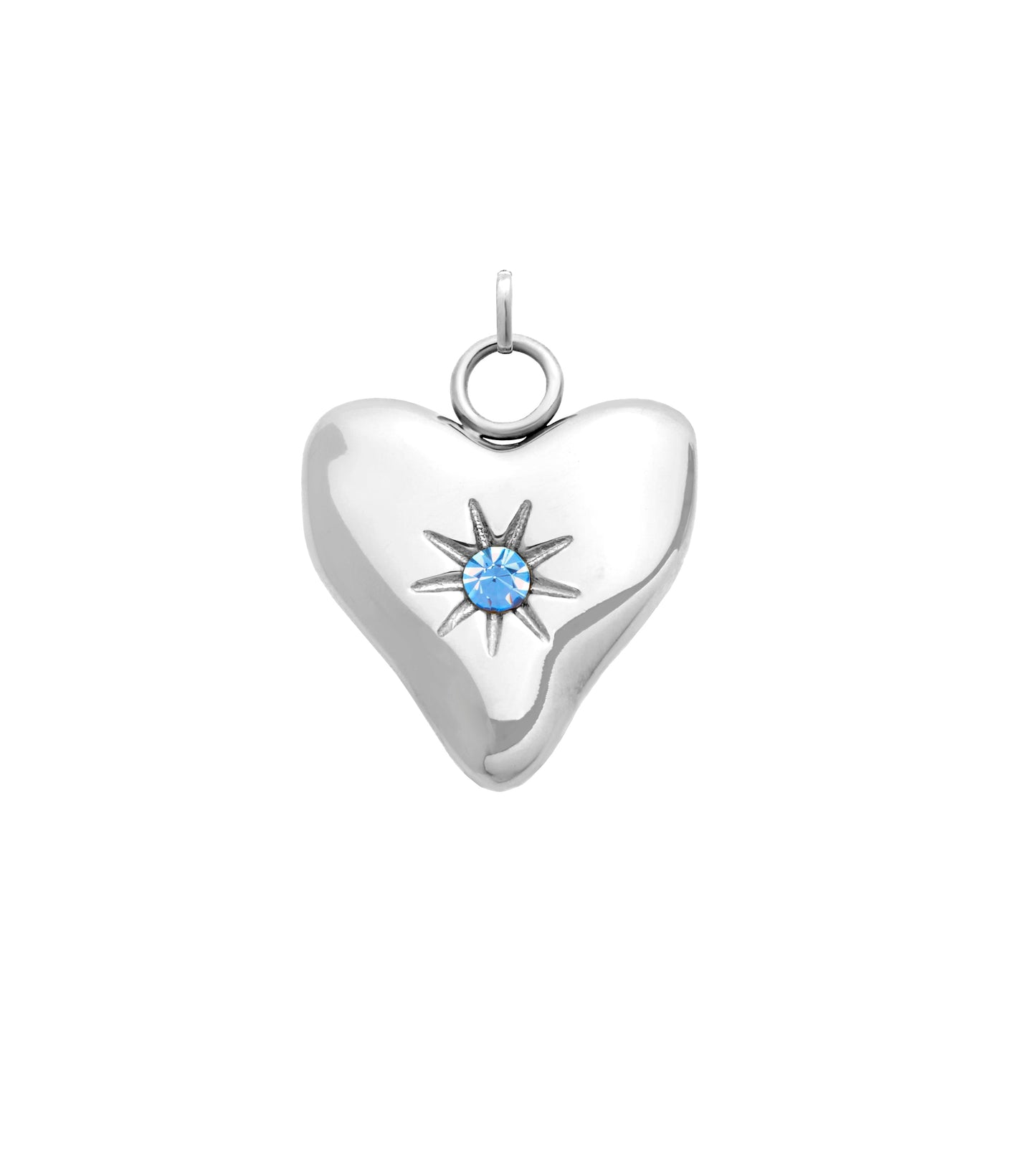 Written In The Sand Mini Heart Birthstone Charm (Silver)