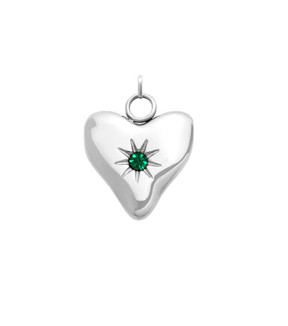 Written In The Sand Mini Heart Birthstone Charm (Silver)