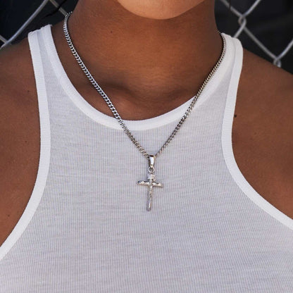 Crucifix Cross Pendant in White Gold