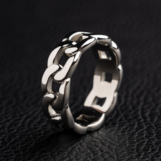Cuban Band Ring in White Gold - 7mm