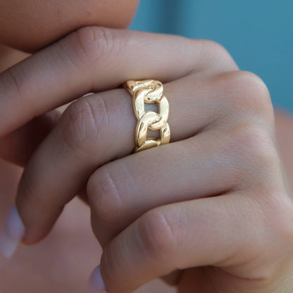 Cuban Band Ring in Yellow Gold - 9mm