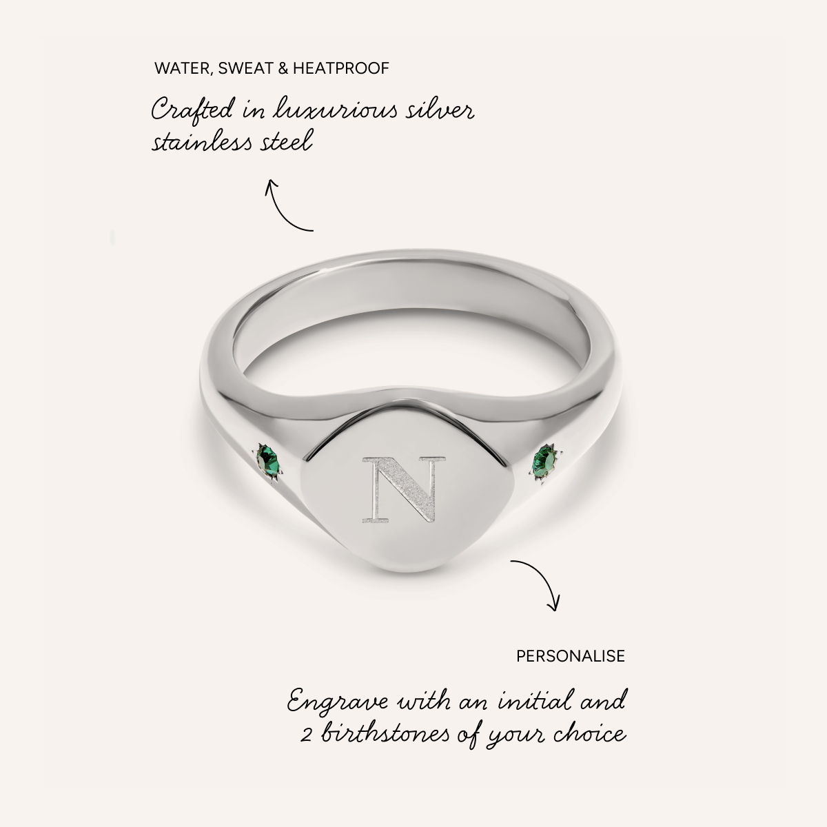 Written In The Stars Initial Signet Ring (Silver)