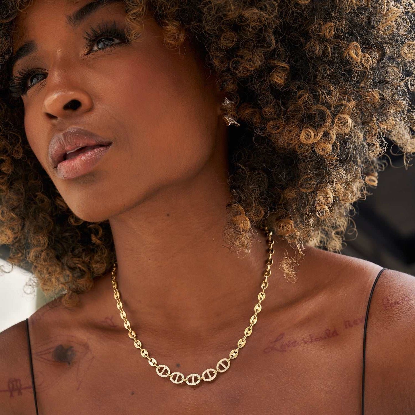 Coffee Bean Necklace in Yellow Gold