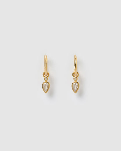 Daisy Gold Earrings - Stone