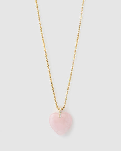 Daliah Heart Necklace - Rose Quartz